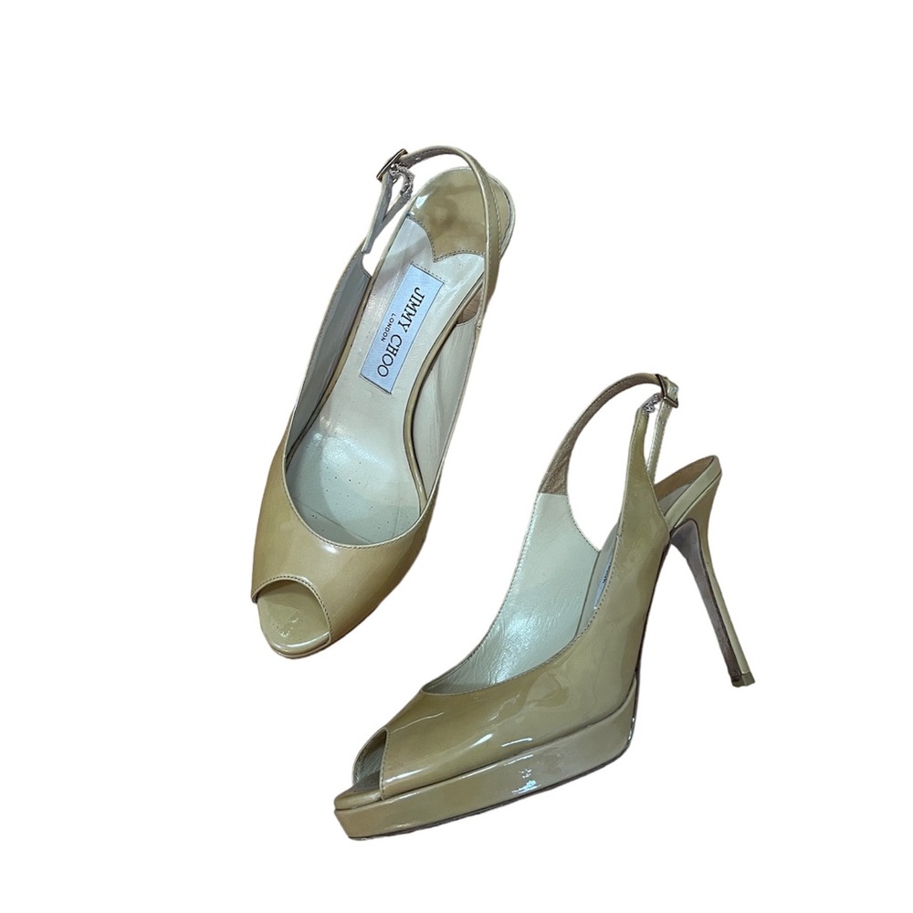 Authentic Jimmy Choo Patent Leather Slingback Heels